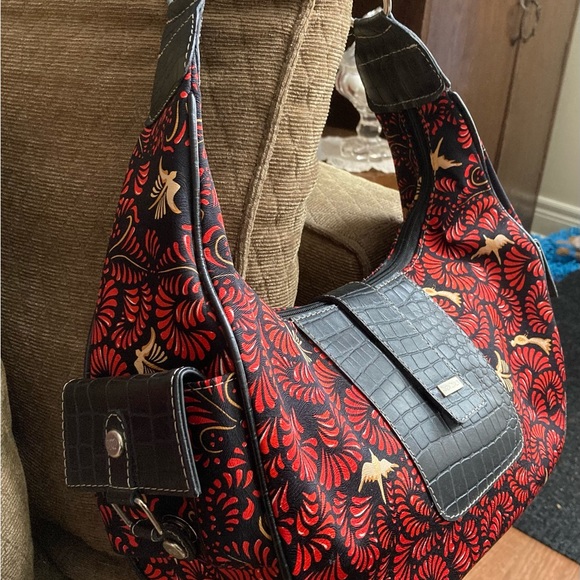 PINEDA COVALIN Vintage Otomi Hobo bag Silk&Leather with stainless steel hardware - Picture 4 of 16